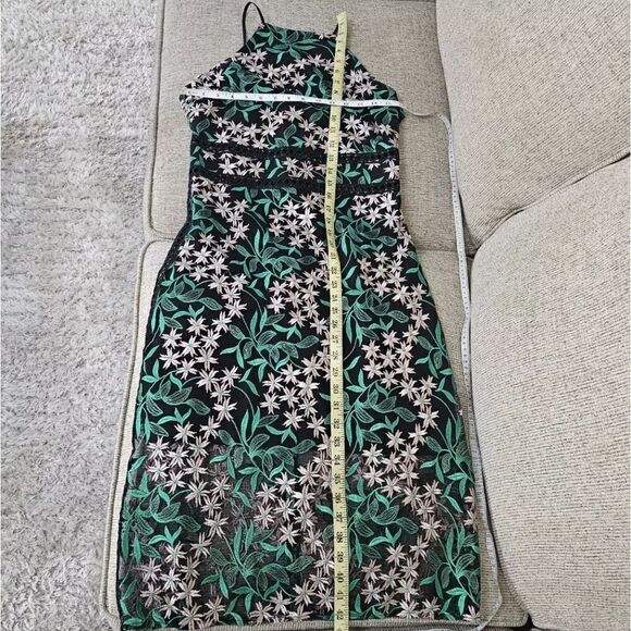 Sam Edelman Embroide Black Green Floral Lace Midi Holiday Cocktail Dress 6 - Picture 8 of 8